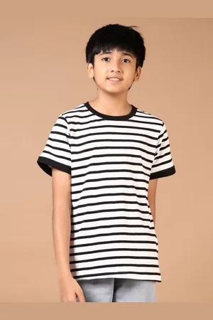 V-Mart Boys Striped Round Neck Cotton Oversized T-shirt