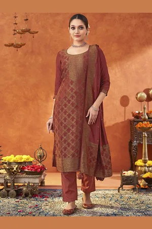 HRITIKA Women Ethnic Motifs Pleated Kurta with Trousers & With Dupatta
