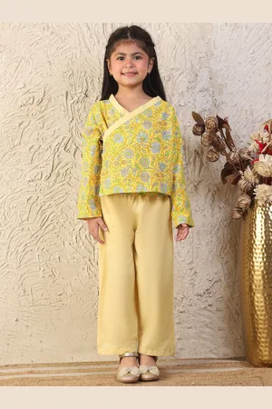NEUDIS Girls Floral Printed Regular Pure Cotton Kurta with Trousers