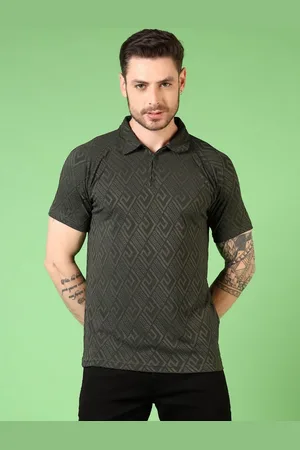 V-Mart Men Self Design Polo Collar Cotton T-shirt
