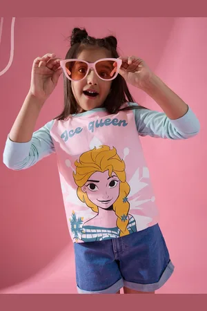 The Souled Store Girls Frozen Queen Elsa Printed Long Sleeves Pure Cotton T-shirt