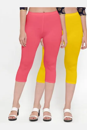 GRACIT Women Set Of 2 Yellow & Coral Capris