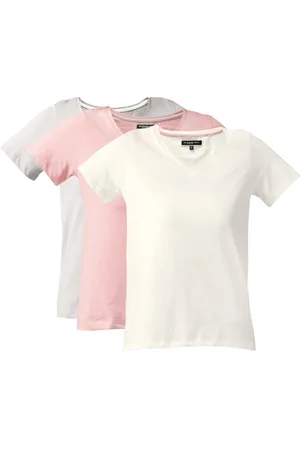 Roadster Women Pack of 3 Pure Cotton Solid V-Neck T-shirts