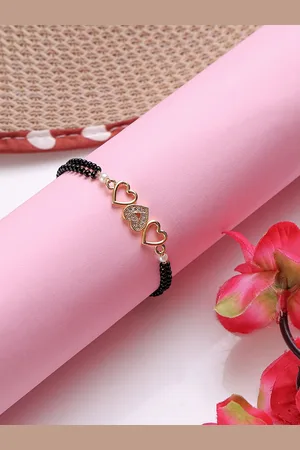 Mali Fionna Gold-Plated Artificial Stones and Beads Mangalsutra Bracelet