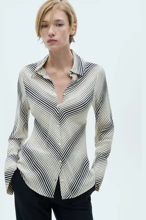 MANGO Striped Flared Sleeve Shirt