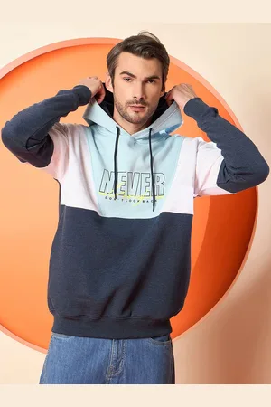 Club York Men Colourblocked Hooded Sweatshirt