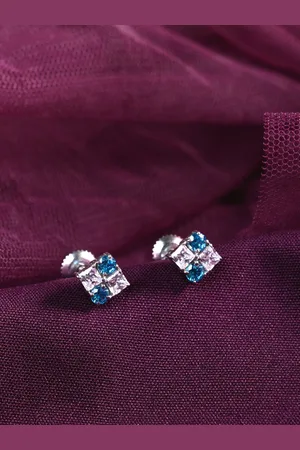 CLARA 925 Sterling Silver Rhodium-Plated Contemporary Studs Earrings