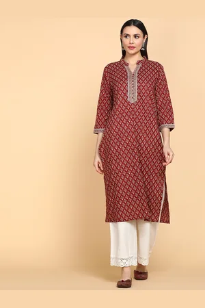 Aturabi Ethnic Motifs Printed Gotta Patti Cotton Kurta