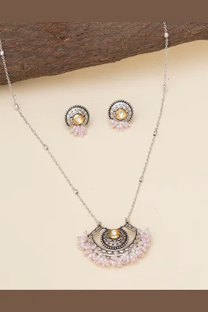 Voylla Silver-Plated Oxidised Jewellery Set