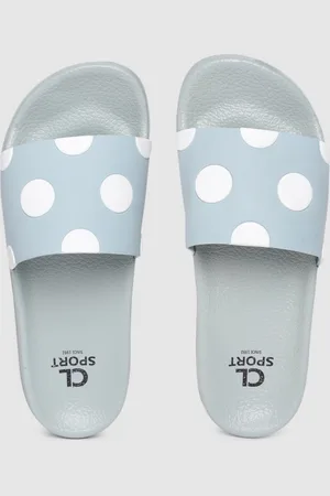 Carlton London Women Blue & White Polka Dot Print Sliders