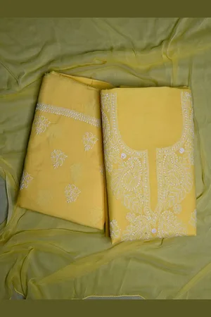 Seva Chikan Ethnic Motifs Embroidered Chikankari Unstitched Dress Material