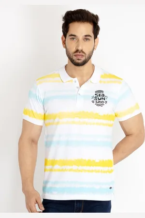 Status Quo Men Tie and Dye Polo Collar Cotton T-shirt