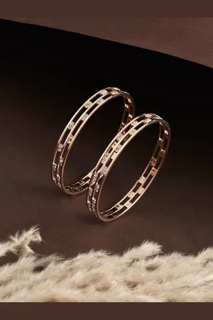 ATIBELLE Set Of 2 Rose Gold-Plated AD-Studded Bangles