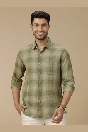 Linen Club Men Contemporary Slim Fit Ombre Opaque Checked Casual Shirt