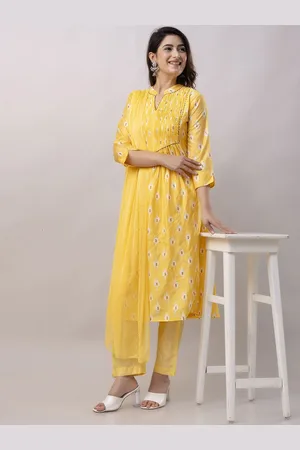 Kalini Ethnic Motifs Printed Pure Silk A-Line Kurta with Trouser & Dupatta