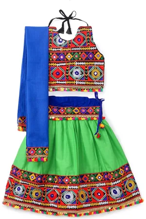 Banjara Girls Embroidered Thread Work Ready to Wear Lehenga & Blouse With Dupatta