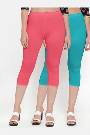 GRACIT Women Blue & Pink Set Of 2 Solid Slim Fit Capris