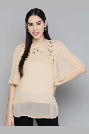 Scouph Embellished Flared Sleeves Georgette Longline Top