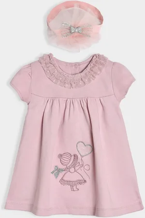 MiArcus Girls Graphic Embroidered Cotton A-Line Dress with Headband