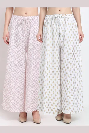 GRACIT Women Pack Of 2 Ethnic Motifs Printed Flared Knitted Palazzos