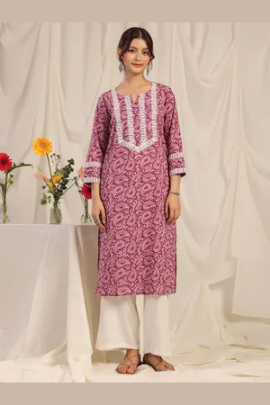 anayna Women Floral Printed Thread Work Kurta