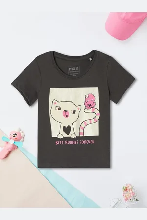 Max Collection Girls Graphic Printed Round Neck Cotton T-shirt