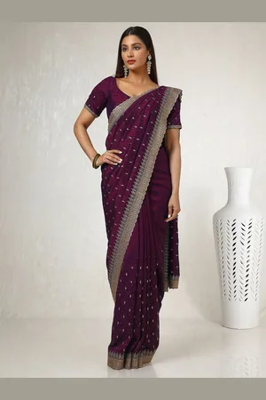 Soch Floral Beads and Stones Tussar Saree