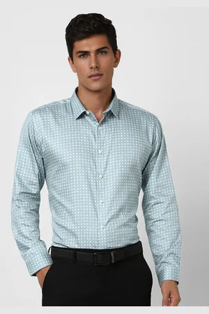 V Dot Men Slim Fit Spread Collar Geometric Printed Cotton Formal Shirt