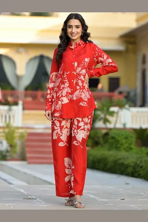 Kalini Floral Painted Muslin Shirt & Trousers Co-ord Set