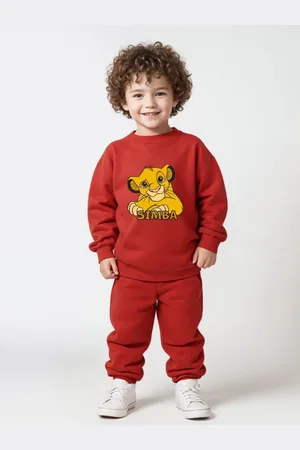 Minicult Kids Printed Round Neck Pure Cotton Sweatshirt With Jogger