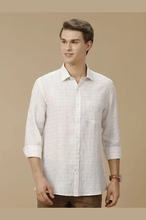 Linen Club Men Contemporary Slim Fit Spread Collar Checked Casual Shirt