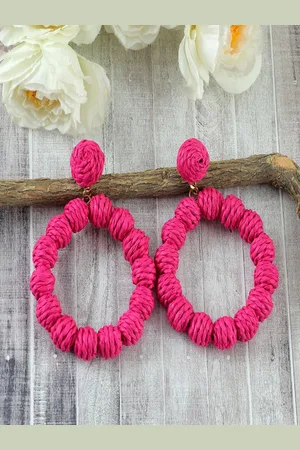Sangria Gold-Plated Thread Ball Circular Shaped Drop & Dangler Earrings