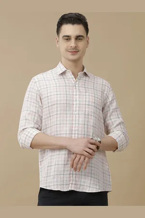 Linen Club Men Contemporary Spread Collar Checked Slim Fit Casual Shirt