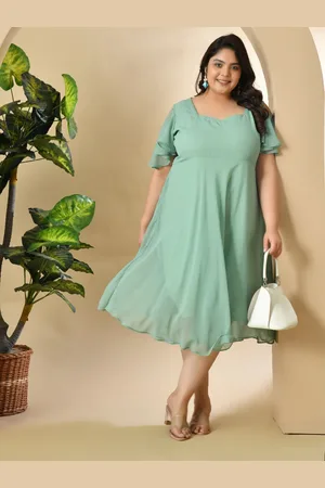 DesiNoor Women Cold-Shoulder Fit & Flare Dress Plus Size