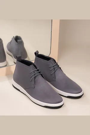Styli Men Mid Top Faux Leather Casual Lace Up Boots