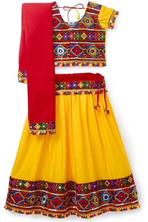 Banjara Girls Cotton Embroidered Ready to Wear Lehenga & Blouse With Dupatta