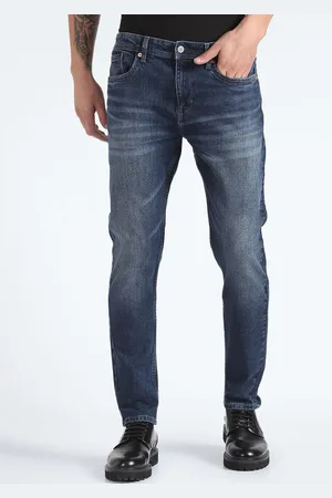 Flying Machine Men Tapered Fit Clean Look Light Fade Stretchable Jeans