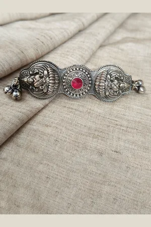 Molcha Artificial Stones Studded Oxidised Adjustable Finger Ring