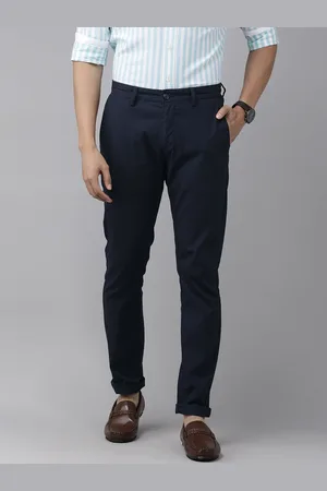 U.S. Polo Assn. U S Polo Assn Men Navy Blue Textured Autin Trim Fit Casual Trousers