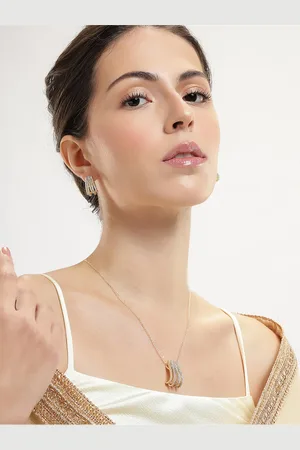 ABDESIGNS Gold-Plated American Diamond-Studded Jewellery Set
