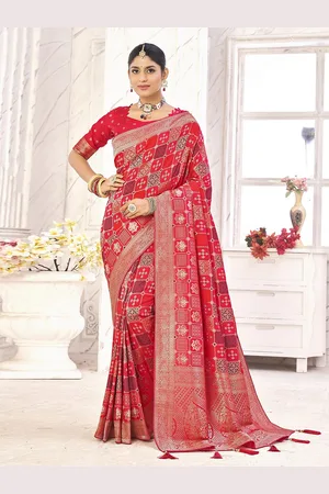 ELORA Ethnic Motif Woven Design Zari Pure Georgette Banarasi Saree