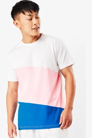 Bewakoof Men White & Pink Cotton Colourblocked T-shirt