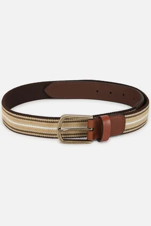 Simon Carter Men Striped Genuine Leather Belt