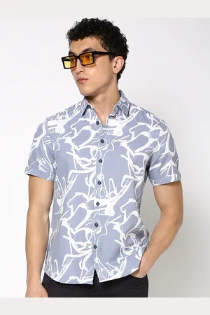 Blue Buddha Men Tailored Fit Spread Collar Abstract Printed Cotton Casual Shirt