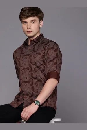 Louis Philippe Slim Fit Opaque Ethnic Motifs Printed Pure Cotton Casual Shirt