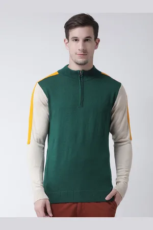 Club York Men Green & Beige Solid Sweater