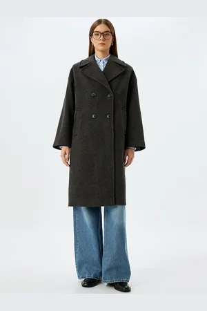 Koton Women Double-Breasted Longline Overcoats