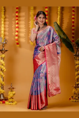 Mimosa Floral Zari Art Silk Kanjeevaram Saree