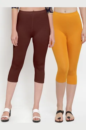 GRACIT Women Set of 2 Brown & Magenta Capris