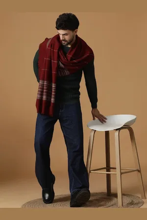 SHINGORA Men Striped Woven Design Dobby Muffler